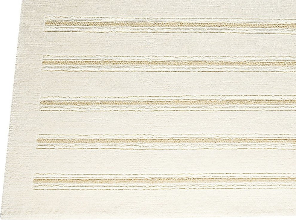 Hand Knotted White New Zealand Wool Area Rug