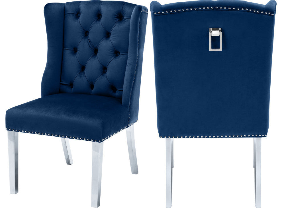 Suri Velvet Upholstered Dining Chair, Navy