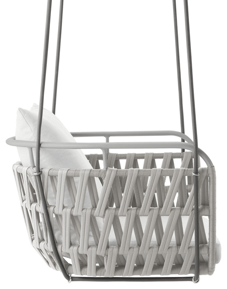 Kaliah Outdoor Patio Aluminum Swing Chair, Light Gray White