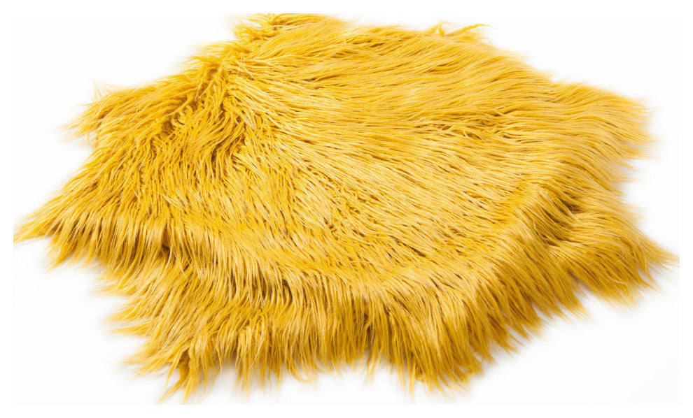 Mongolian Faux Fur Pillow Shell Set, Lemon Curry, 20"x20"