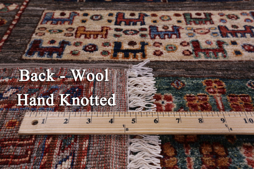Tribal Persian Gabbeh Hand Knotted Rug 6' 11" X 9' 9" Q10446