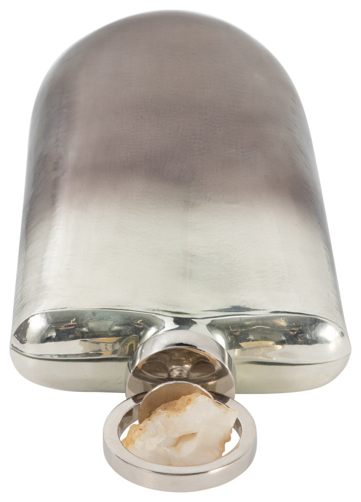 Glass, 19" Metallic Bottle, Stone Top, Silver