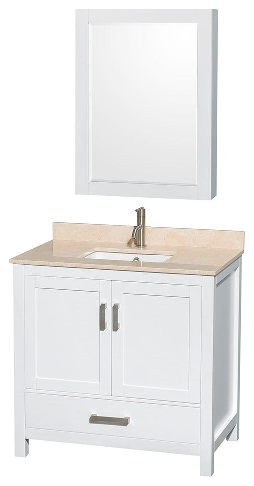 Wyndham WCS141436SWHIVUNSMED 36 Inch Single Bath Vanity with Ivory Marble