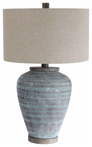 Uttermost 26228-1 Pelia 28" Tall Vase Table Lamp - Light Aqua Blue / Gray