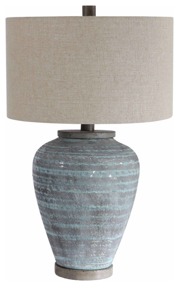 Uttermost 26228-1 Pelia 28" Tall Vase Table Lamp - Light Aqua Blue / Gray