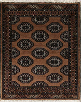 Balouch Geometric Persian Handmade Square Oriental Area Rug, Brown, 3'4"X2'9"