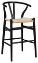 Evelina-C Counter Stool With Natural Seat, Black