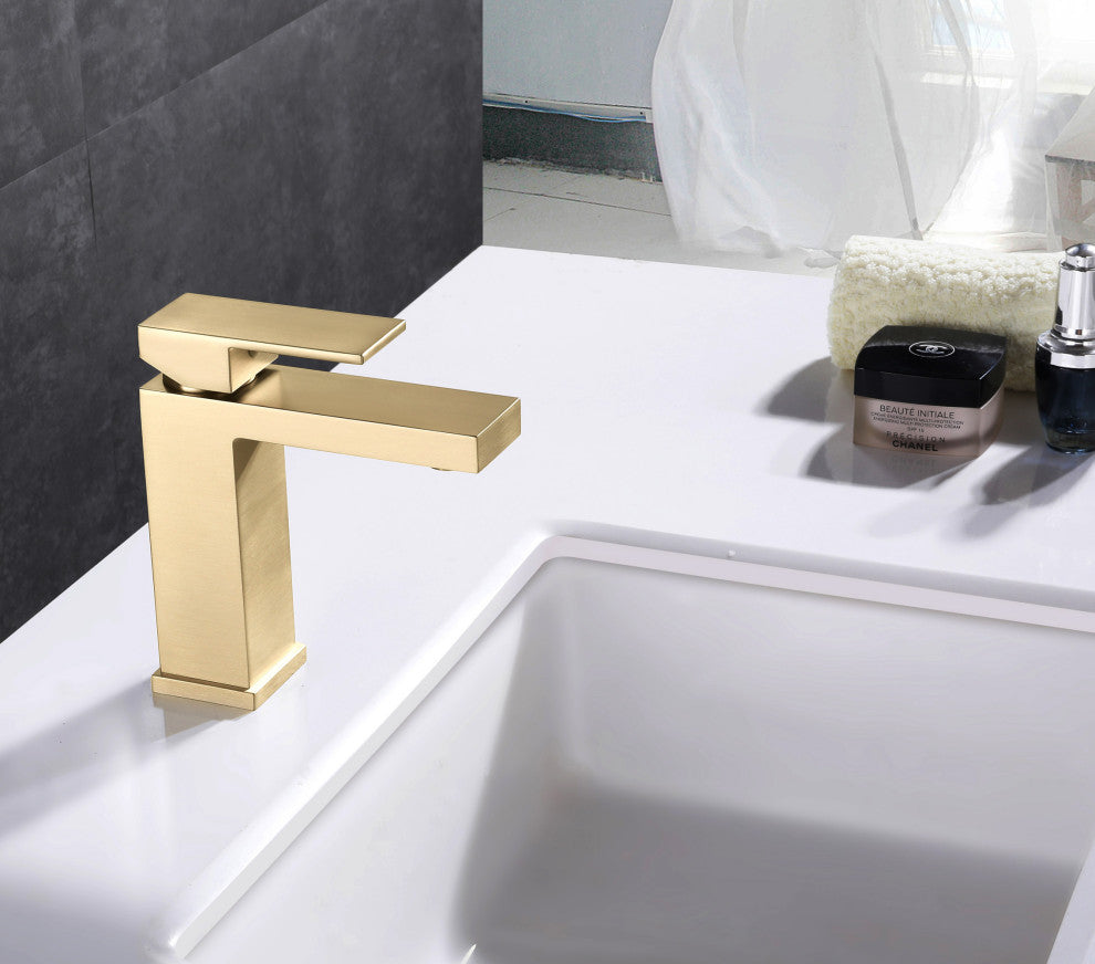 Alma Single Handle Basin Faucet with a pop up drain , Upc Certified, Gold