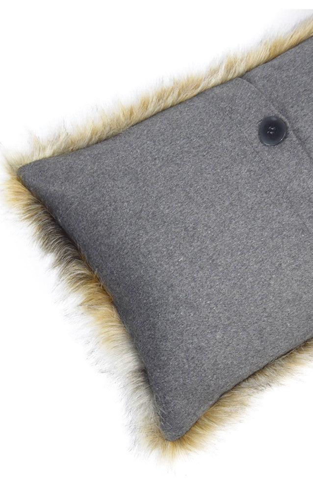 LUZIO Crystal Fox Vegan Faux Fur Pillow Cover 15.7x23.6