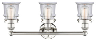 Canton 3-Light 23" Bath Vanity Light, Polished Nickel Finish, Clear Shade