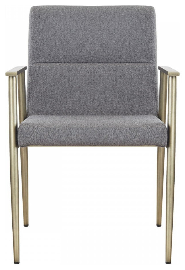 Gray Antique Brass Contemporary Dining Chair