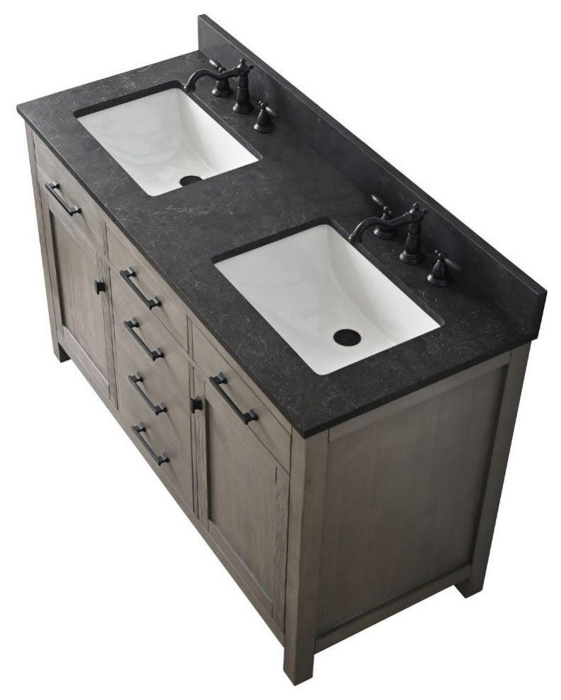 Jasper 54" Bathroom Vanity, Textured Gray, Blue Limestone