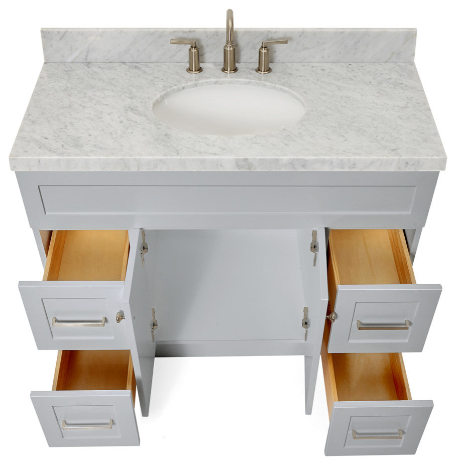 Ariel Hamlet 43" Oval Sink Bath Vanity, 1.5" Carrara Marble