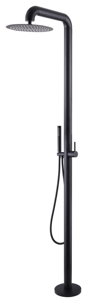 Free Standing Outdoor Shower with Handheld Shower, Matte Black