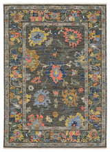 Leoness Vintage Traditional Gray/ Multi Area Rug, 9'10" x 12'10"