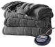 Sunbeam Channeled Velvet Plush Electric Heated Blanket Twin Slate Gray