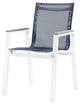 Nizuc Outdoor Patio Dining Chair (Set of 2), Navy Fabric, Light Gray Arms