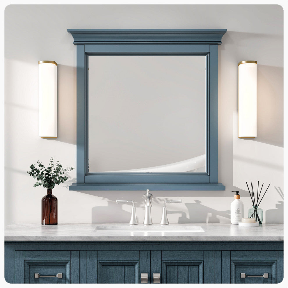 Eviva Britney 24"x30" Rectangular Ash Blue Wooden Framed Mirror