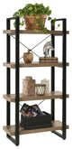 Bourbon Foundry 4-Tier Bookshelf, Wood And Black Steel