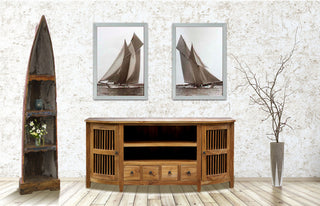 Waxed Teak Wood Belize Buffet / Entertainment Center