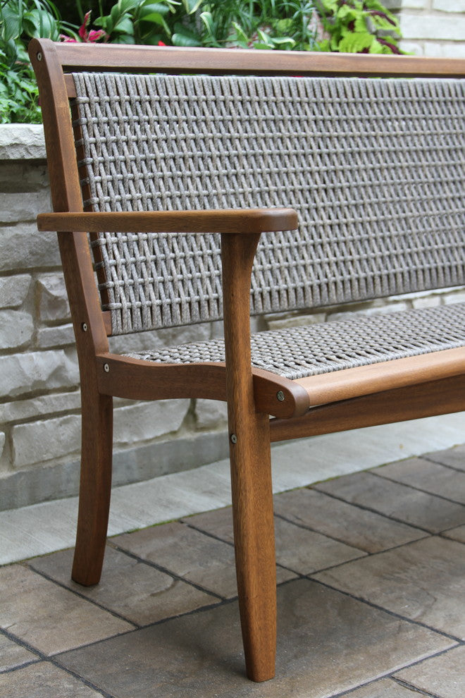 Gray Wicker and Eucalyptus Bench