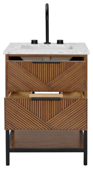 Diamond 24" Bath Vanity, Walnut/Matte Black, 24", Marble Top
