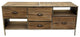 Metal & Wood Entertainment Table With Multiple Drawers And Shelves