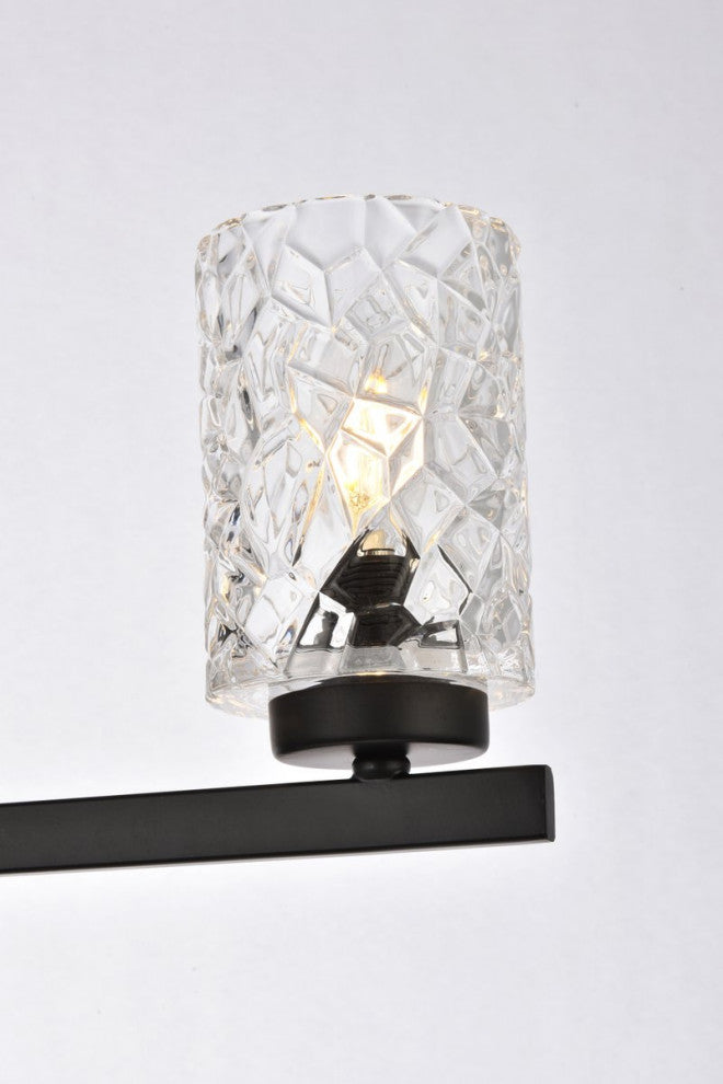Conor 5-Light Bath Sconce, Black With Clear Shade
