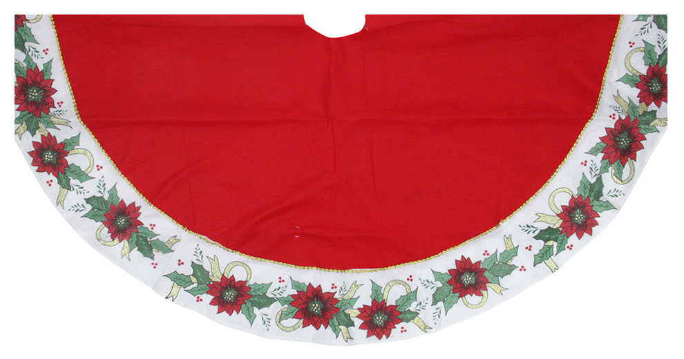 48" Traditional Tree Skirt With Printed Border, 2 Assorted