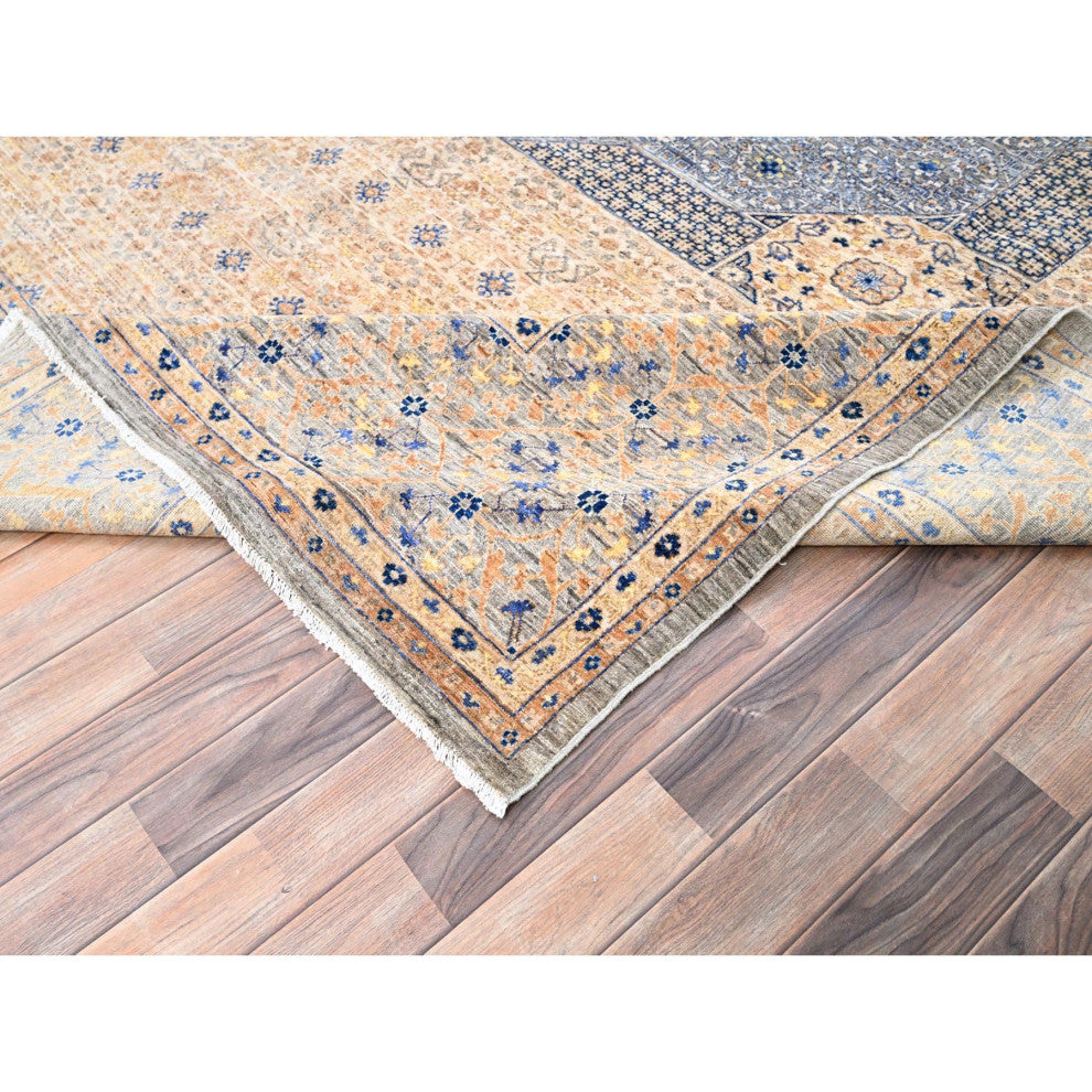 Almond Brown Mamluk Design 200 KPSI Soft Wool Hand Knotted Rug 9'10"x13'10"
