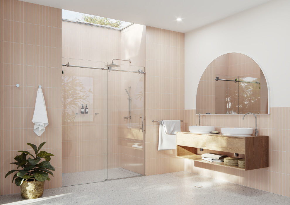 56-60"x78" Frameless Sliding Shower Door, Polished Chrome