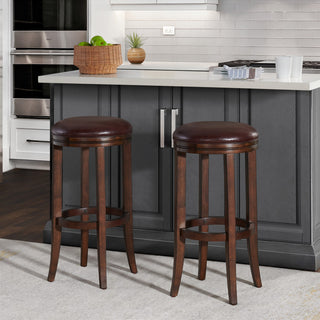 Natick Bar Stool, Set of 2, Distressed Walnut, Bar Height