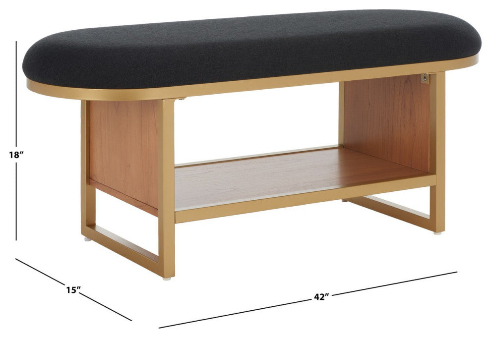 Safavieh Iona Open Shelf Bench, Black/Natural