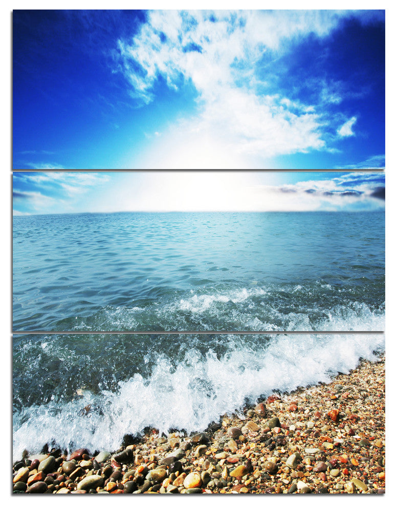 Crystal Clear Blue Sea Waves, Seascape Triptych Canvas Print, 28x36, 3 Panels