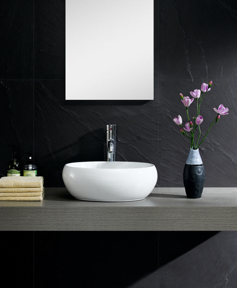Fine Fixtures White Vitreous China Round Modern Vessel Sink