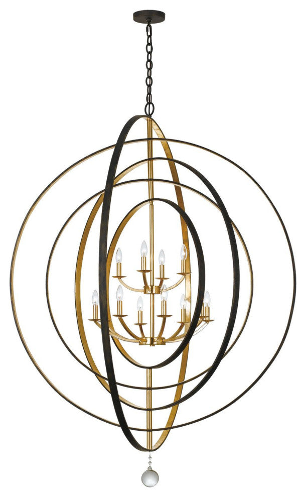 Crystorama Lighting Group 590 Luna 12 Light 60"W Taper Candle - Antique Silver