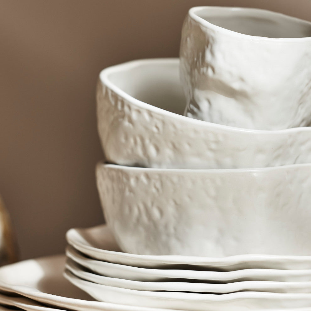 Stone by Mercer Project ATIK Stoneware 32 Piece Dinnerware Set, White