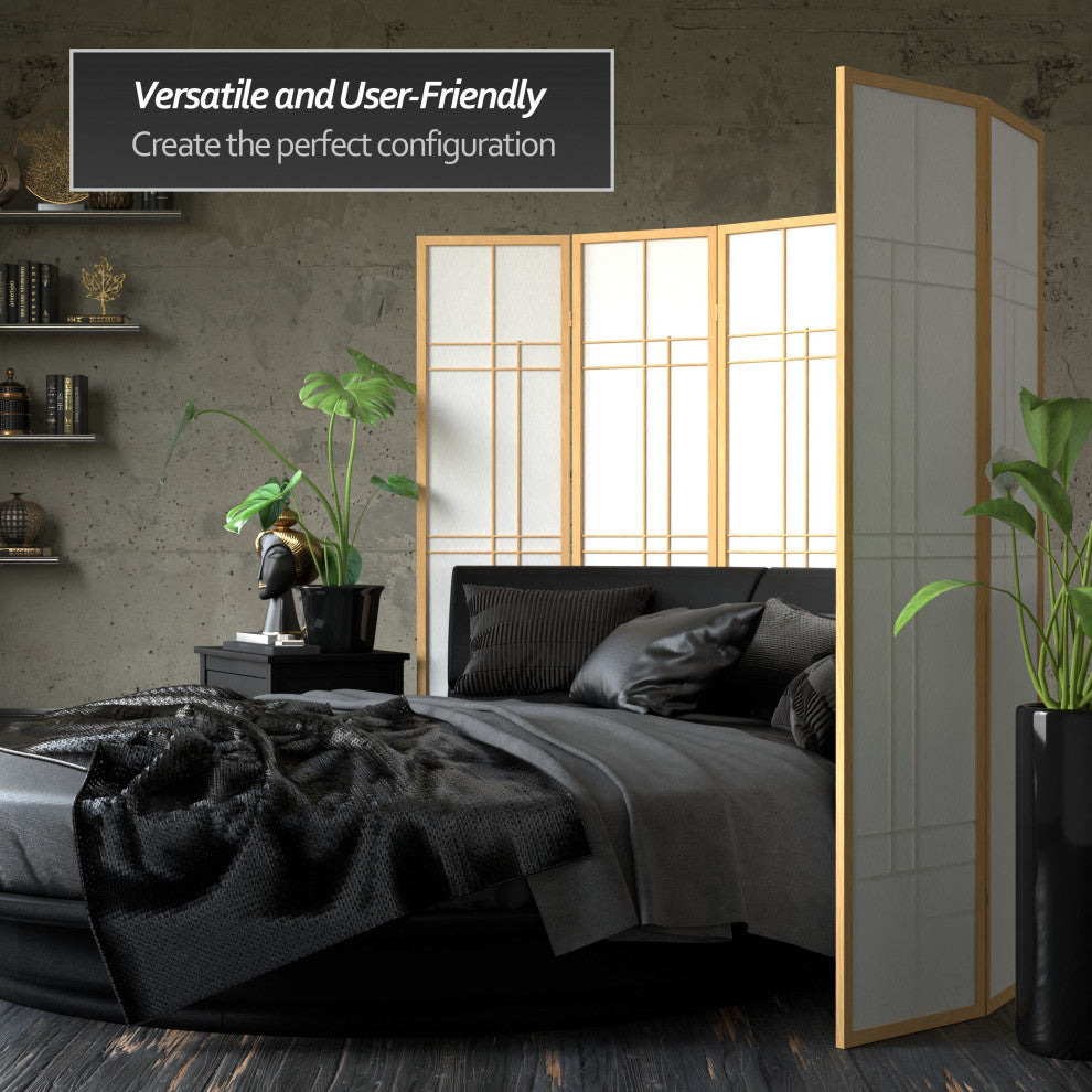 6' Tall Eudes Shoji Screen, Natural, 3 Panels