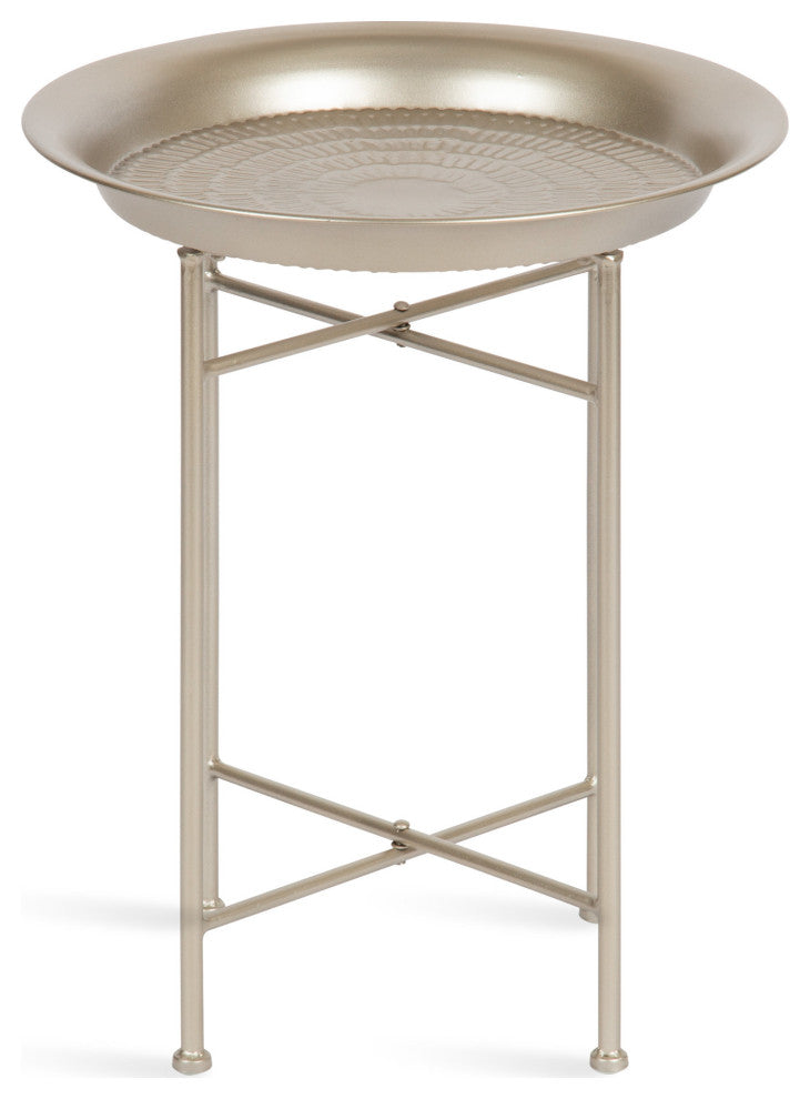Mahdavi Round Metal Accent Table, Silver, 16.5x16.5x20.5