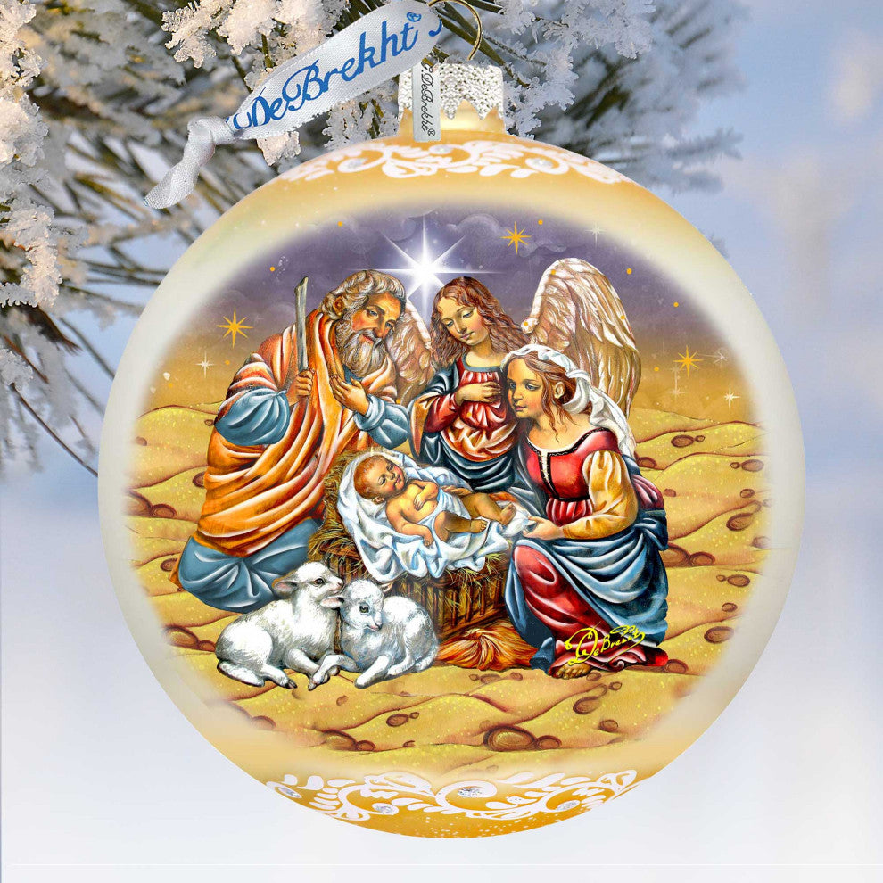 Regal Nativity Lg Glass Ornament, Gold