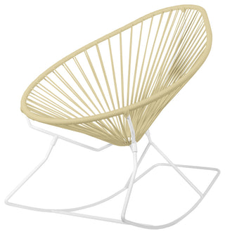 Acapulco Indoor/Outdoor Handmade Rocker, Ivory Weave, White Frame