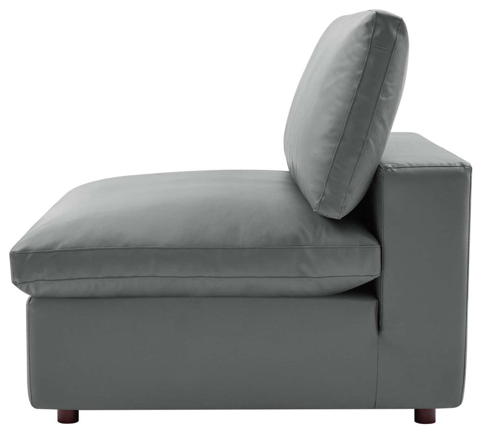 Sectional Sofa Set, Faux Vegan Leather, Gray, Modern, Lounge Hospitality