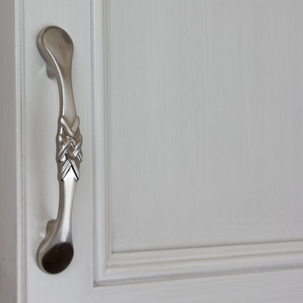 3" Center Braided Pull, Set of 3, Satin Nickel