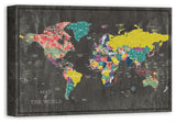 Colorful World Map Canvas Wall Art, 16"x24", Unframed
