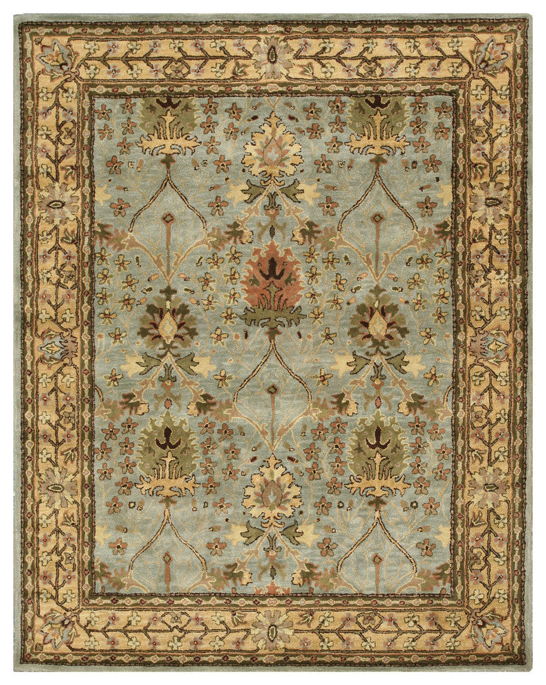 EORC Hand-tufted Wool Blue Traditional Oriental Morris Rug, Rectangular 5'x8'