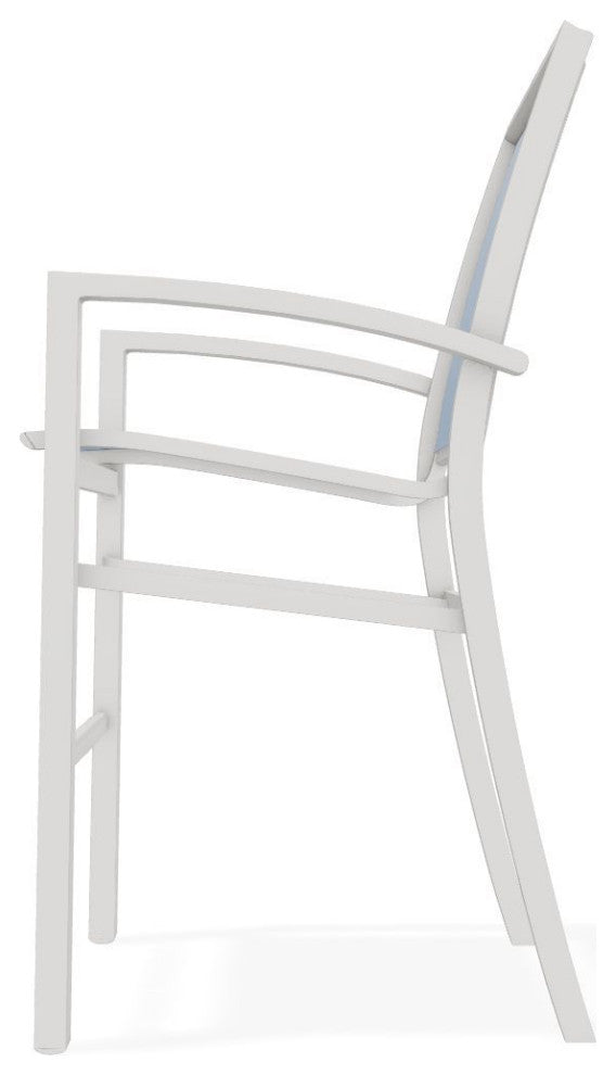 Kendall Sling Bar Height Stackable Outdoor Stool, Sky/Snow