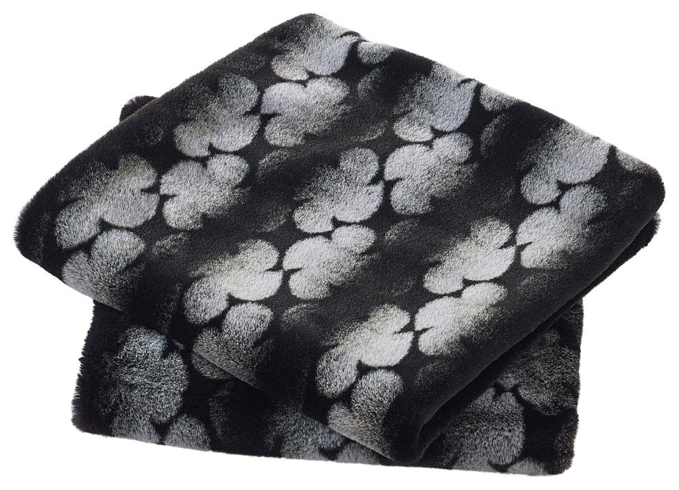 Ballys Faux Fur Throw and Pillow Shell Combo, Black, 50"x60"