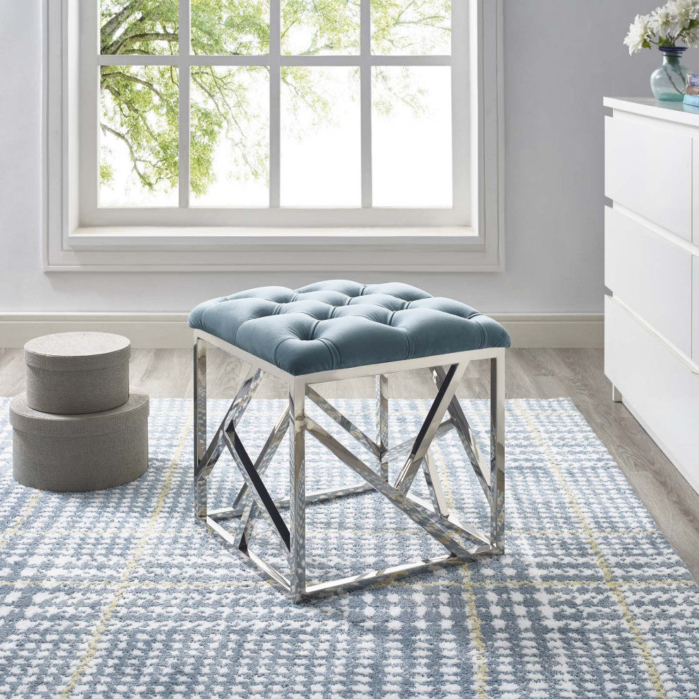 Sea Blue Intersperse Ottoman