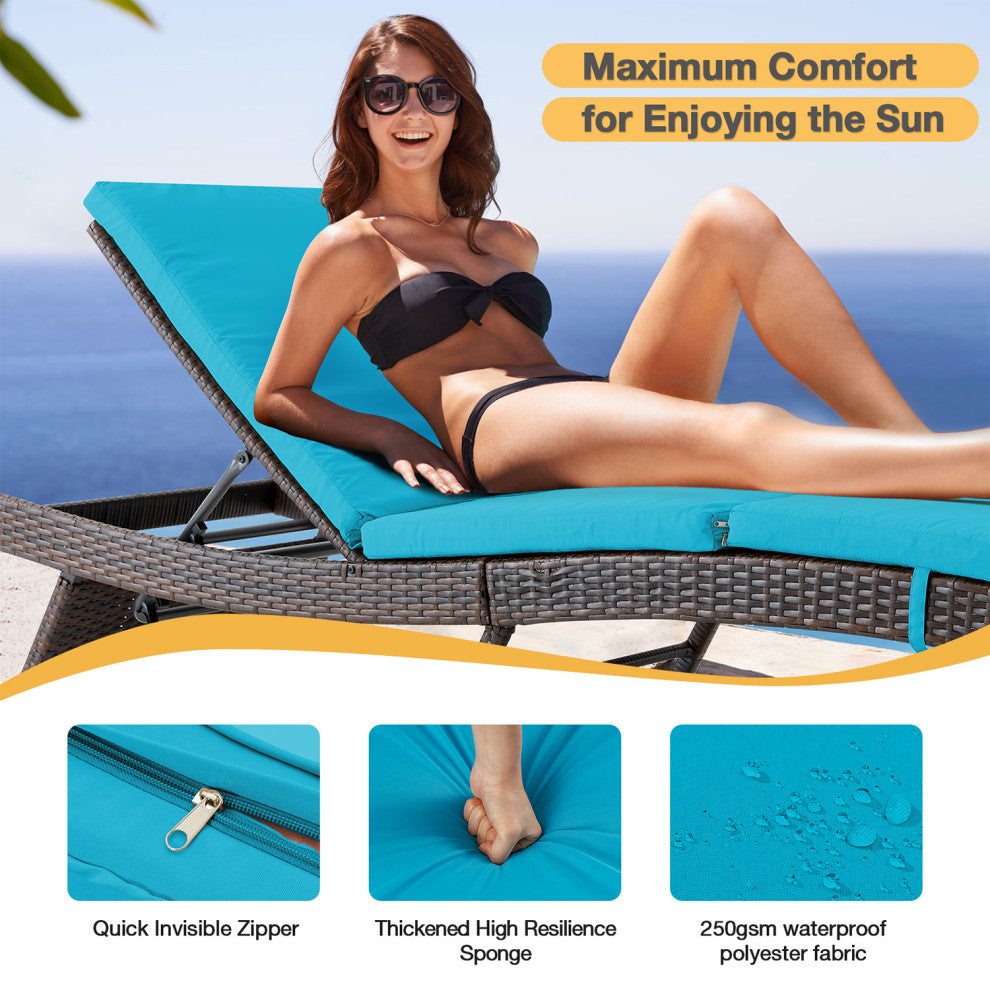 HOMREST Patio Lounge Chair Set of 2 with Adjustable Backrest, Blue