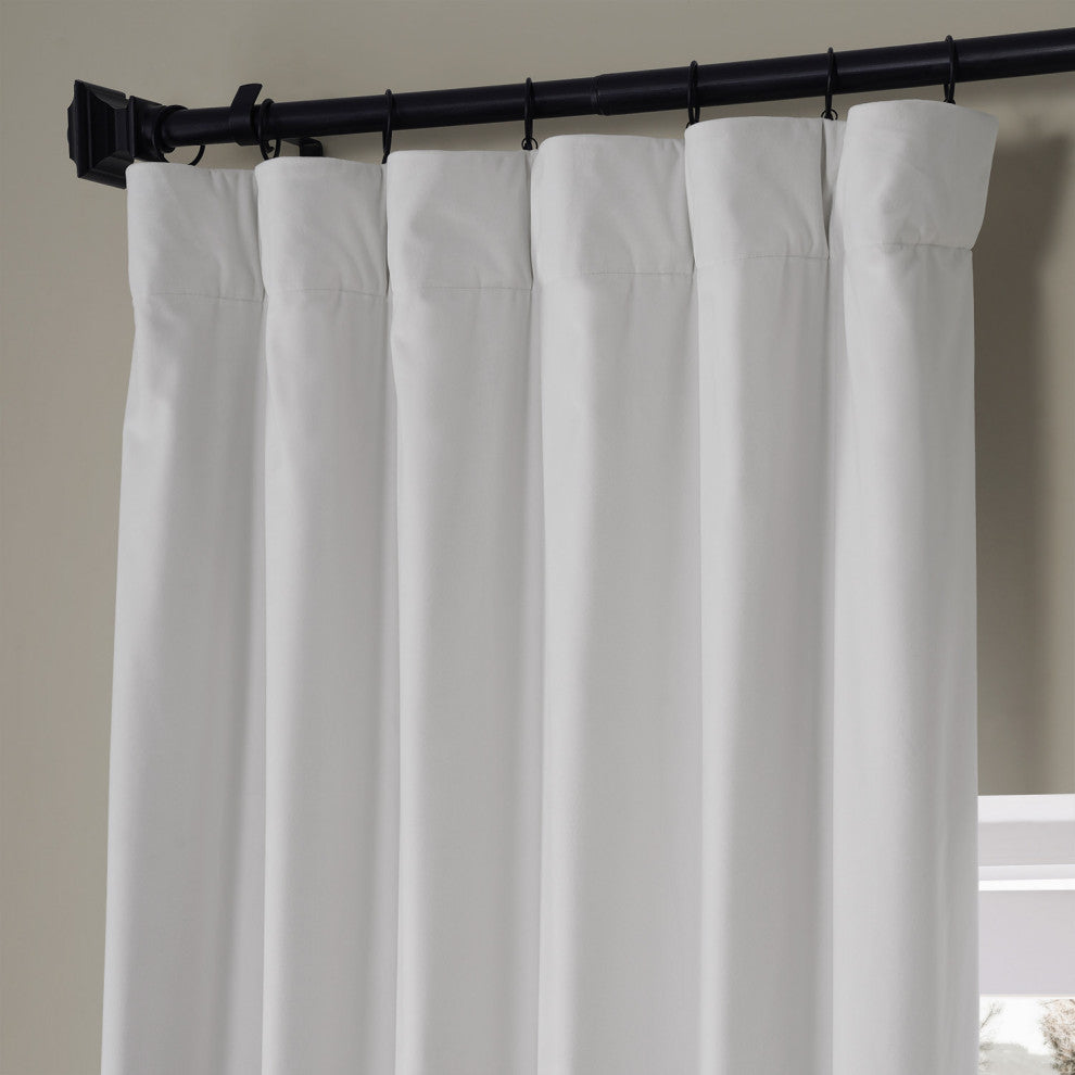Signature Plush Velvet Blackout Curtain Single Panel, Misty White, 50"w X 84"l